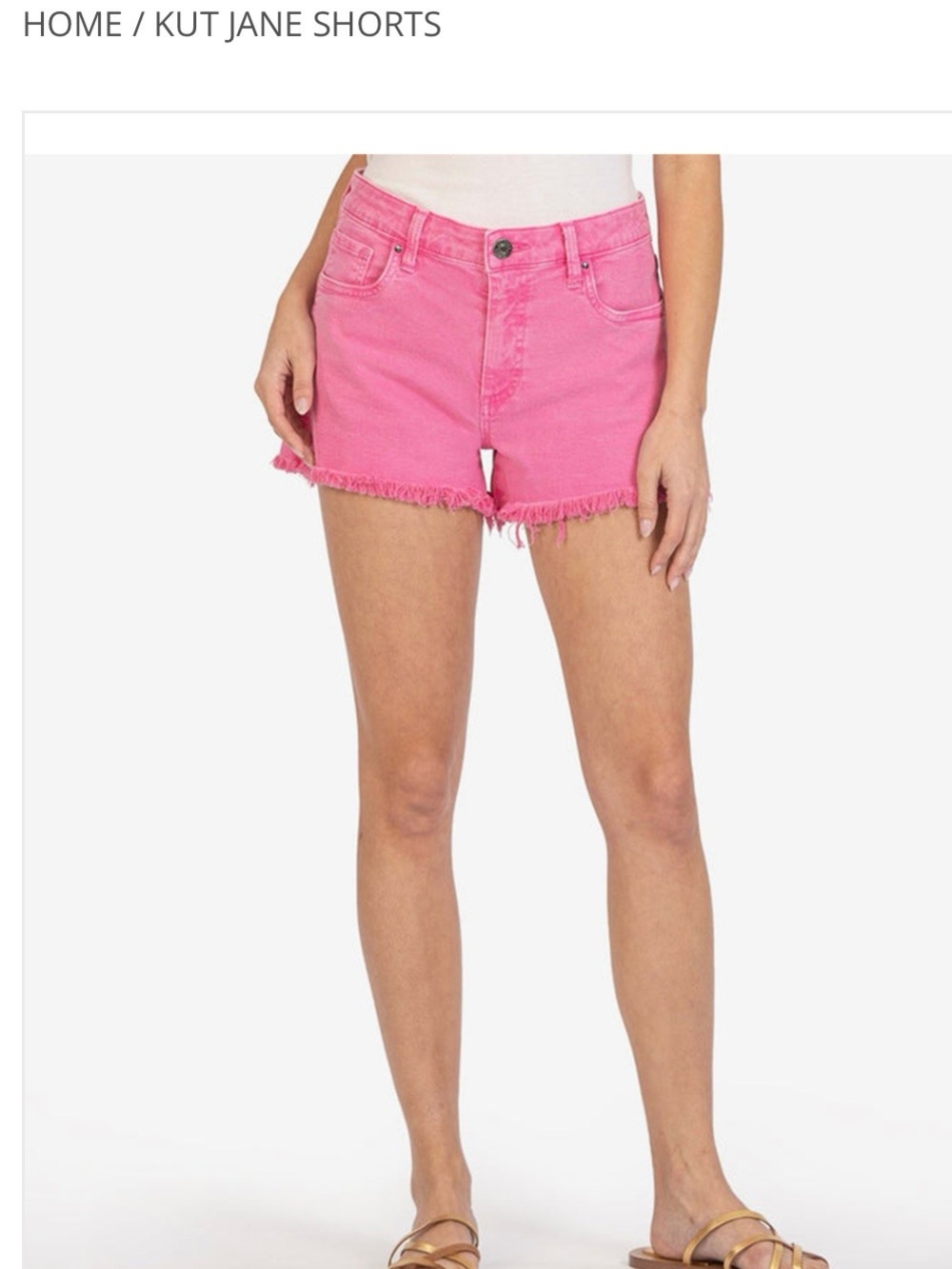 Kut from the Kloth Pink Frayed Hem High-Rise Denim Shorts